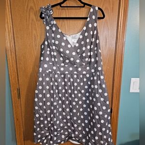 Dressbarn Gray and White Polka Dot Dress